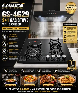 Globalstar GS-4G29 Jiko la Gesi 3+1 na Hood ya Gesi
