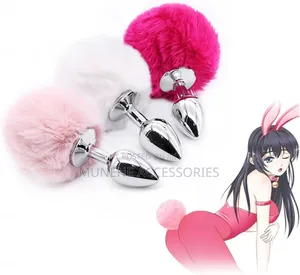 Fetish Rabbit Tail Plush Metal Butt Plug