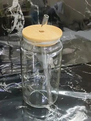 Smoothie Jar With Straw 600ml / Glass Mason Jar Cups With Bamboo Lid