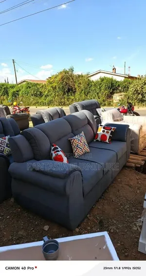Sofa Mpya ya Charcoal Grey ya Viti 3