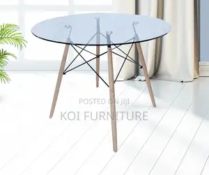 Home Tables; Classical Round Eames Glass Top Home Tables