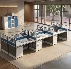 6-Person Staff Workstation - Blue