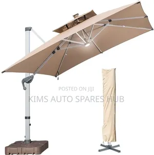 Mwavuli wa Patio wa Cantilever wa Solar LED wa 3m x 3m