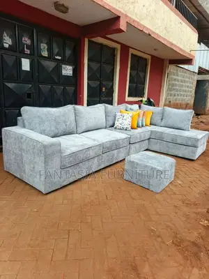 5 Seater L-Shape Sofa with Ottoman - Fog Grey