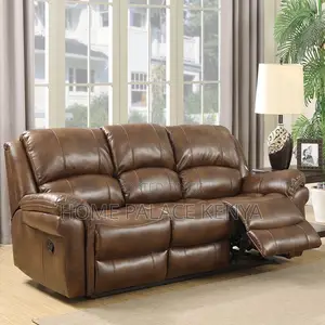 Kochi ya Recliner ya Ngozi ya Seater Tatu na Mikono Iliyotiwa