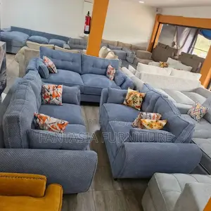 5 Seater Denim Grey Sofa Set