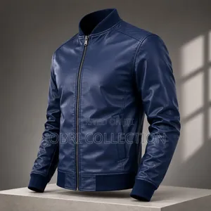 Navy Blue High Quality Leather Jacket