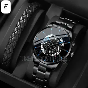 Geneva Black Watch Gift Set kwa Wanaume