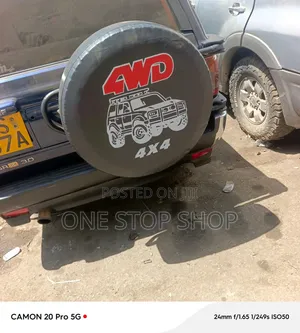 Kifuniko cha Tairi ya Akiba ya PVC Ngozi 15" - Michoro ya Barabarani Nyekundu na Nyeupe