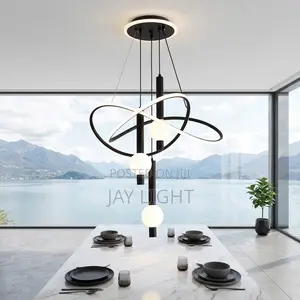Chandelier Nyeusi ya Chuma na LED kwa dari, inaweza kurekebishwa