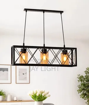 Metal Cage Crystal LED Ceiling Light for Kitchen Island