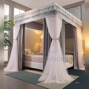 6x6 4-Stand Palace Mosquito Net yenye Pazia Nene