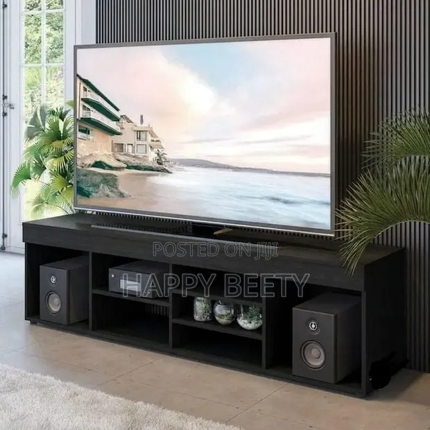 Kisimamio cha TV cha Futi 5 cha Minimalist (Cheusi) - 1