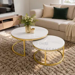 Gold Frame Marble Nesting Coffee Table Set