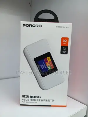 Porodo Mini MIFI 3000mAh 4G LTE Portable WiFi Router - Nyeupe