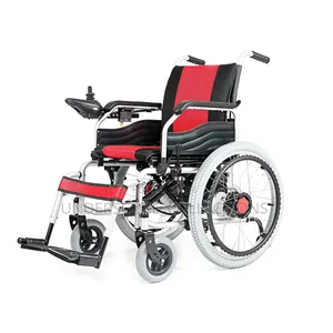 Electric Power Wheelchair with Silver Frame and Red Seat