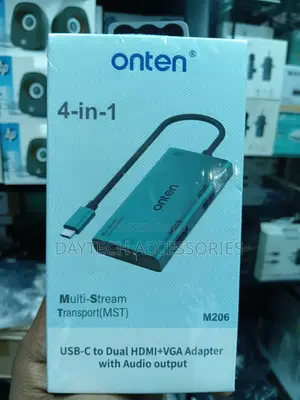 Onten M206 USB-C 4-in-1 Adapta ya Video ya MST