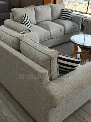 Seti ya Sofa ya Kawaida ya Kijivu yenye Viti 5 na Studs