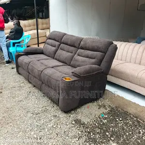Kochi ya Kujilaza ya Sehemu 3 Kahawia na Kipochi cha Vinywaji