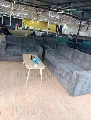 5-Seater Grey Living Room Sofa Set with Coffee Table