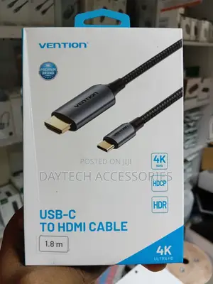 Vention Kamba ya USB-C kwenda HDMI ya Pamba Iliyofumwa (1.8m, 4K@60Hz)