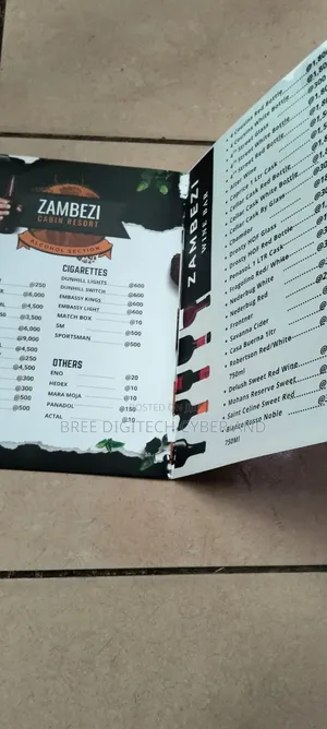 Hotel and Restaurant Menu Printing Services