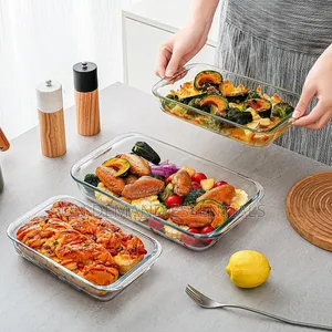 3pcs Rectangular Borosilicate Glass Baking Dish Set