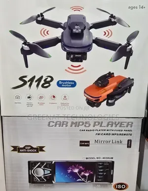 S118 Drone ya Brushless Motor - Dual Lens, Electric Pan Tilt