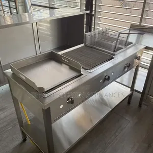 Kifaa cha Kupikia Biashara: Grill, Griddle & Fryer Mbili