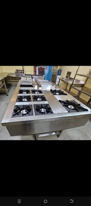 Commercial 8-Burner Cooking Range na Fryer & Griddle