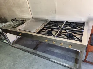 Cooker ya Biashara Mseto - 4 Burner, Griddle & Fryer