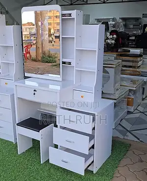 White Dressing Table with Stool - Brand New