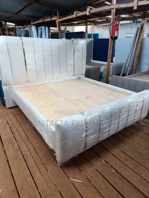 Ideal 6x6ft White Bed Frame with Gold Trim