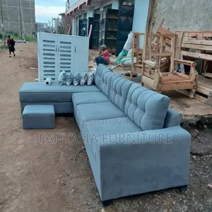 Brand New 7-Seater L-Shaped Grey Sofa with Ottoman