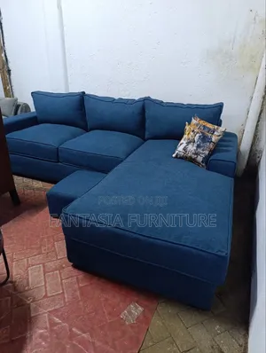 Kochi ya Kona ya L-Shape ya Viti 5 Nyeusi