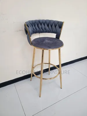Luxury Velvet Bar Stool - Gold Finish