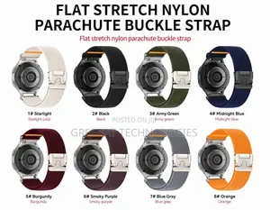 22mm Army Green Flat Stretch Nylon Smart Watch Strap
