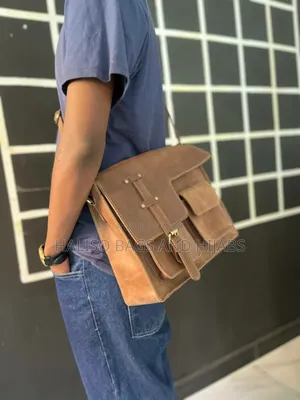 Genuine Leather Laptop Shoulder Bag for Men - Free Nairobi Delivery