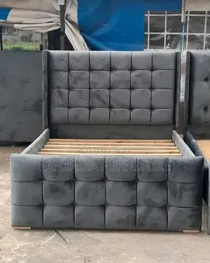 5x6 Foot Grey Tufted Bed Frame