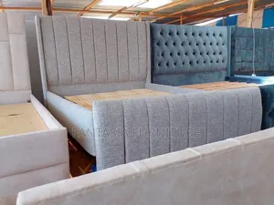 Brand New Ideal 5x6 Bed with Textured Grey Fabric