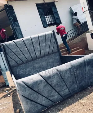 Grey Velvet Bed Frame (5x6)