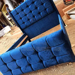 Royal Blue Velvet Bed (5x6) - Brand New