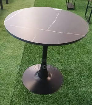 Black Round Café Table - Modern Restaurant, Office, Dining