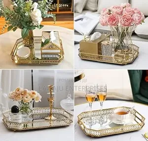 Decorative Gold Vintage Mirror Tray