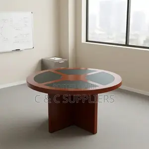 Meza ya Mkutano ya Mbao ya Mahogany