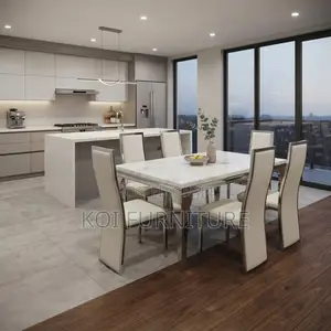 Dining Set ya Marble ya Viti Sita