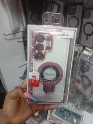 Pink & Clear Magnetic Ring Case kwa Samsung Galaxy S23 Ultra
