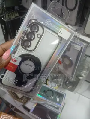 Kesi ya Simu ya Magnetic Nyeupe na Pete kwa Samsung Galaxy S24