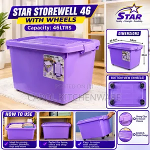 Star Storewell 46L Plastic Storage Box with Wheels
