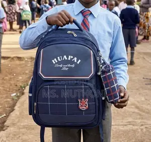 Blue Plaid Backpack with Pencil Pouch